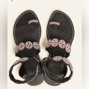 Kiki Flat Black Leather Sandal Baby Pink Maasai by Laidbacklondon